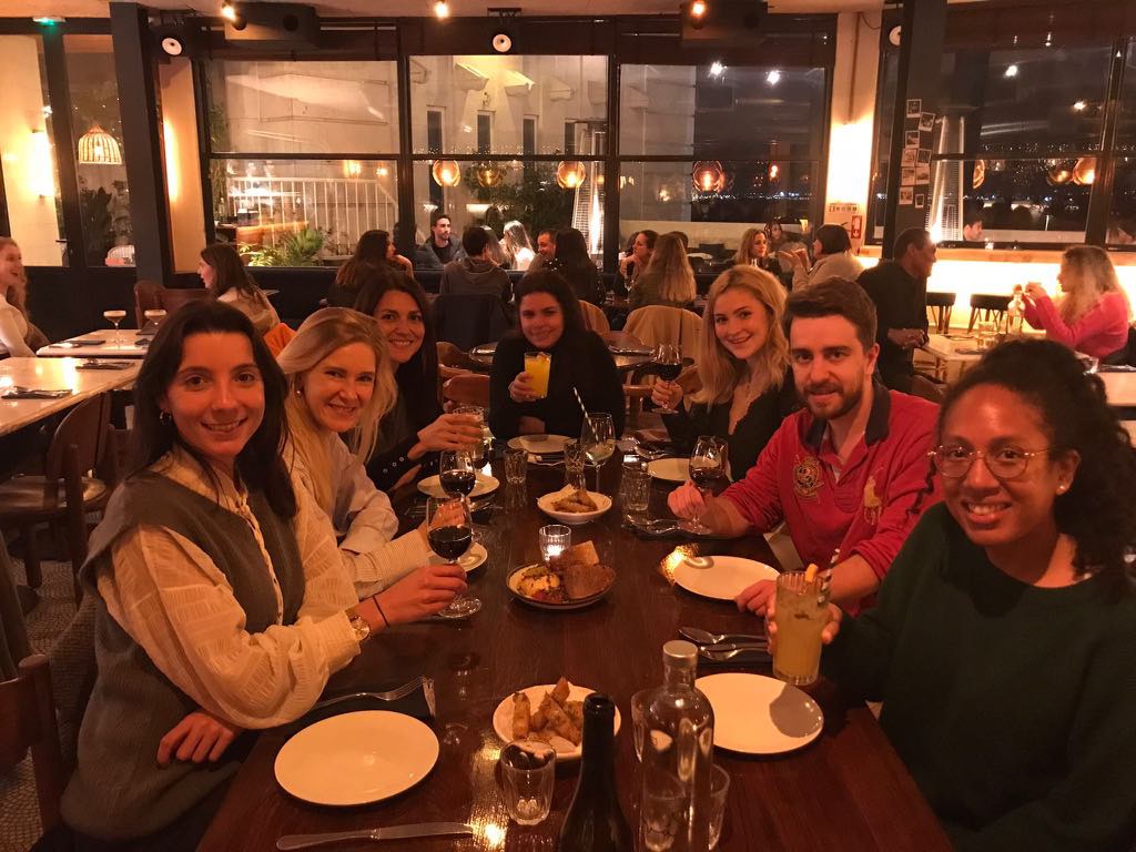 Team participating in fun office activities