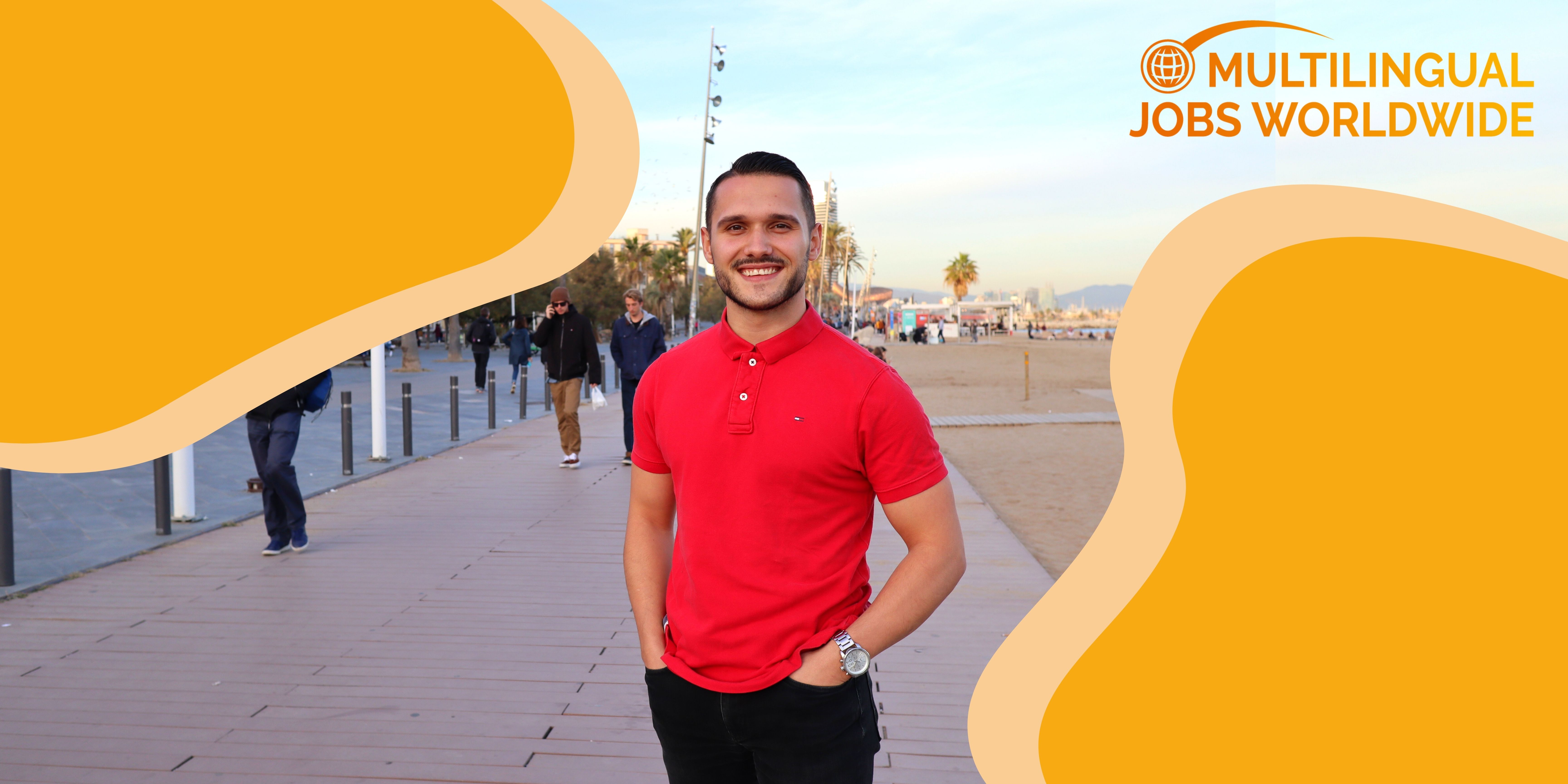 Matthias working at his desk as an international recruiter